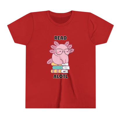 Youth Short Sleeve Tee Read Alotls Design - Fun Kids' Tee, Perfect for Book Lovers, Reading Theme, School Wear
