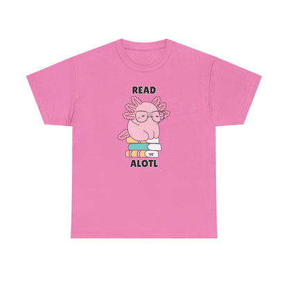 Adult Sizes: Read Alotl Cute Axolotl Reading Tee, Perfect for Book Lovers, Gifts for Readers, Fun Graphic Shirt, Animal Lover Apparel, Axolotl Merchandise