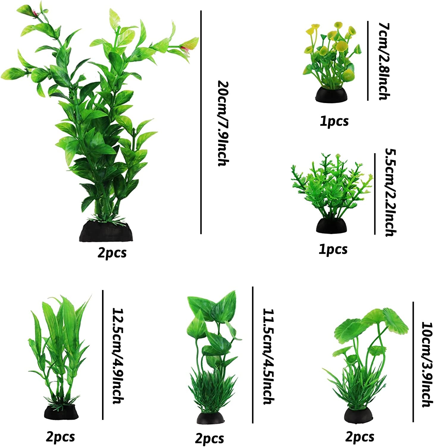 10Pcs Artificial Fish Tank Plants Fake Plastic Water Green Plants Aquarium Decor