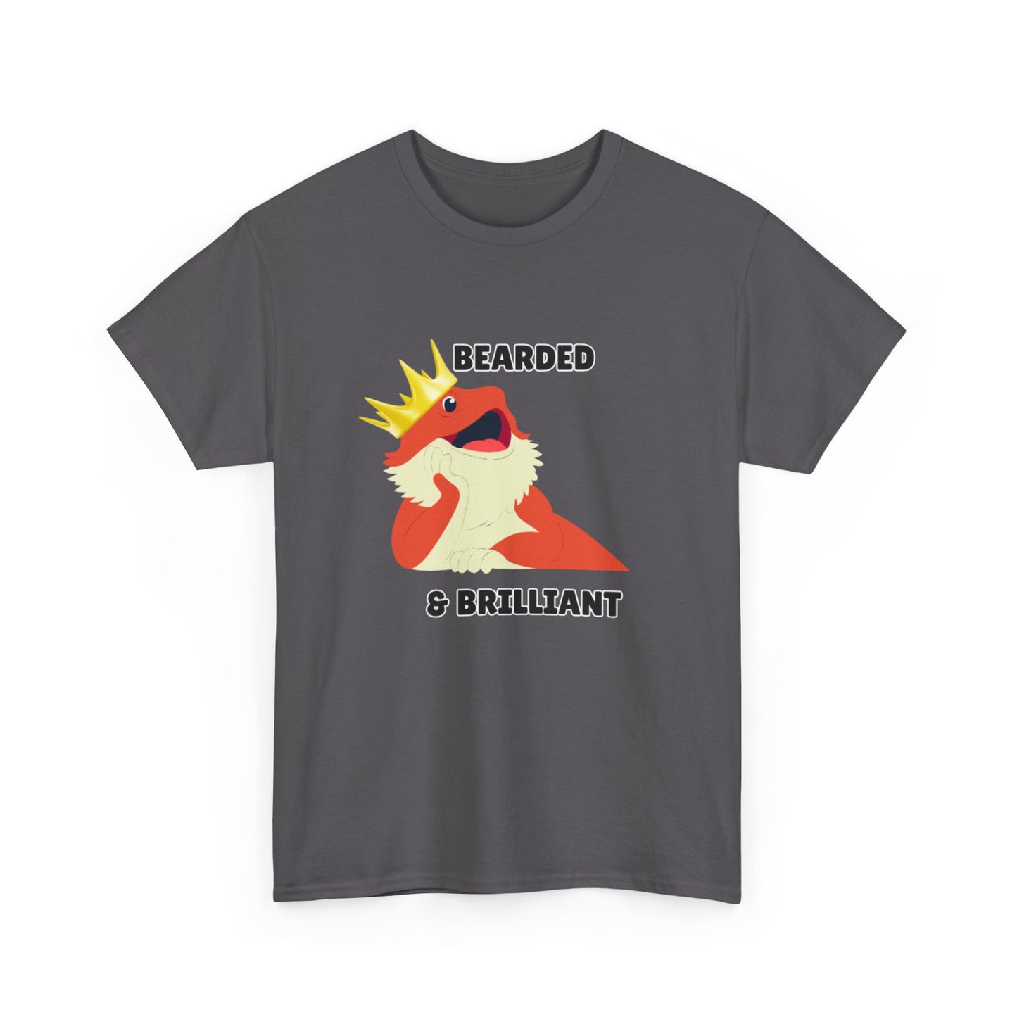 Adult Sizes: Bearded & Brilliant Bearded Dragon Crown Tee, Fun Graphic T-Shirt, Unique Gift for Geeks, Casual Wear, Birthday Present, Quirky Humor Shirt