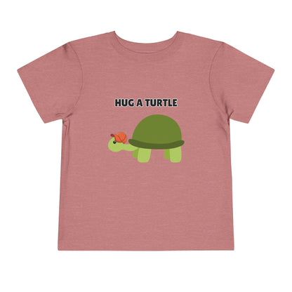 Toddler Sizes: Hug a Turtle Short Sleeve Tee - Hug a Turtle, Cute Kids Shirt, Funny Animal Tee, Eco-Friendly Gift, Summer Outfit