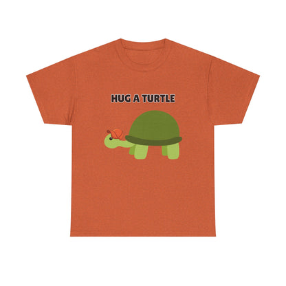 Adult Sizes: Hug a Turtle Unisex Tee | Cute Animal Shirt, Eco-Friendly Fashion, Turtle Lover Gift, Sustainable Apparel, Fun Graphic Tee