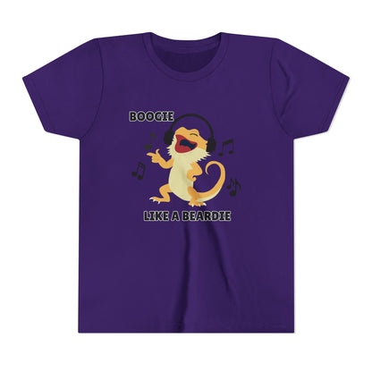 Boogie like a Beardie Bearded Dragon Youth Short Sleeve Tee with Fun Music Design, Kids Music Shirt, Casual Summer Top
