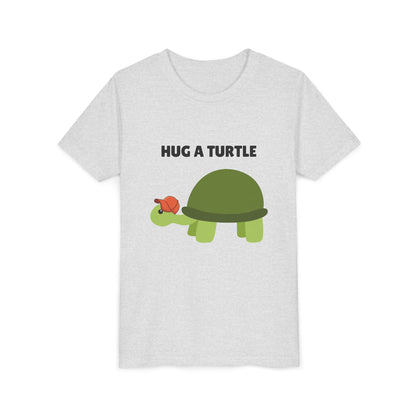 Hug a Turtle Youth Tee - Fun Nature Shirt, Children's Gift, Green Turtle Art, Ocean Conservation, Cute Animal Shirt