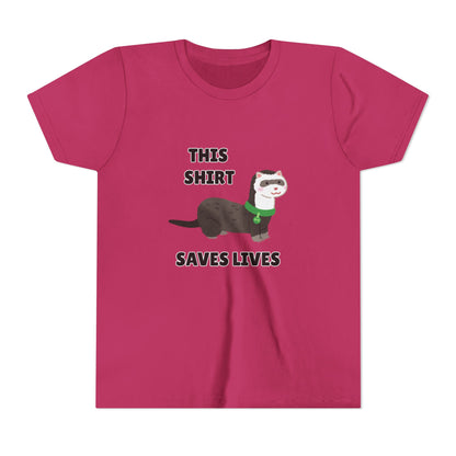 Funny Animal Youth Tee, 'This Shirt Saves Lives' T-Shirt, Cute Kids Shirt, Animal Lover Gift, Animal Rescue