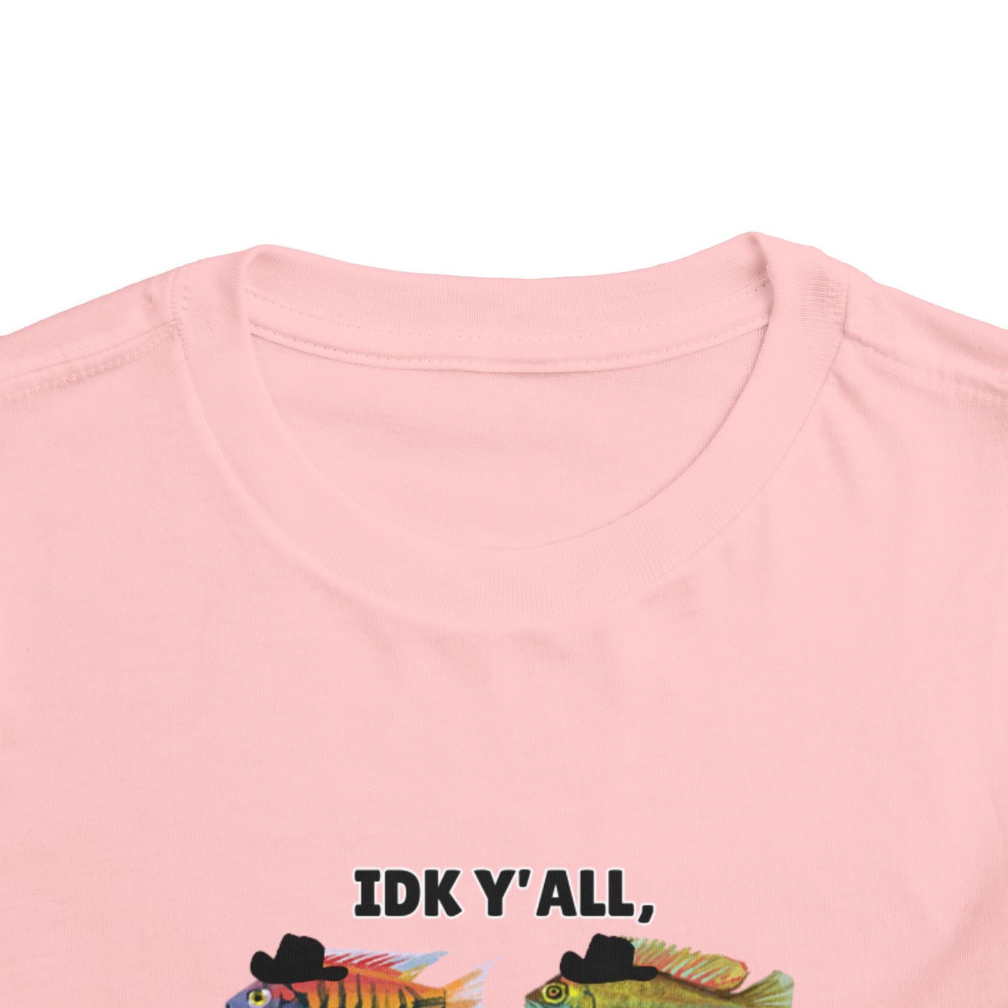 Toddler Sizes: IDK Y'all, Seems Fishy, Fish & Fishing Cowboy Hat Shirt, Short Sleeve Tee - 'IDK Y'all, Seems Fishy' Fun T-Shirt, Cute Kids Apparel, Summer Essentials