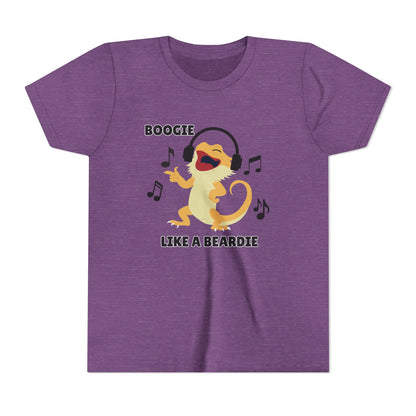 Boogie like a Beardie Bearded Dragon Youth Short Sleeve Tee with Fun Music Design, Kids Music Shirt, Casual Summer Top