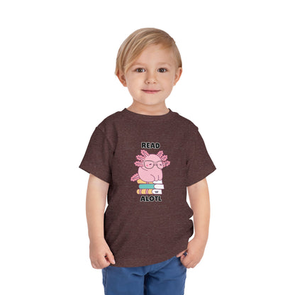 Toddler Sizes: Read Alotl Axolotl Cute Toddler Tee - "Read Alotl" Design, Kids' Short Sleeve T-Shirt, Gift for Book Lovers, Fun Reading Apparel, Toddler Gift Idea