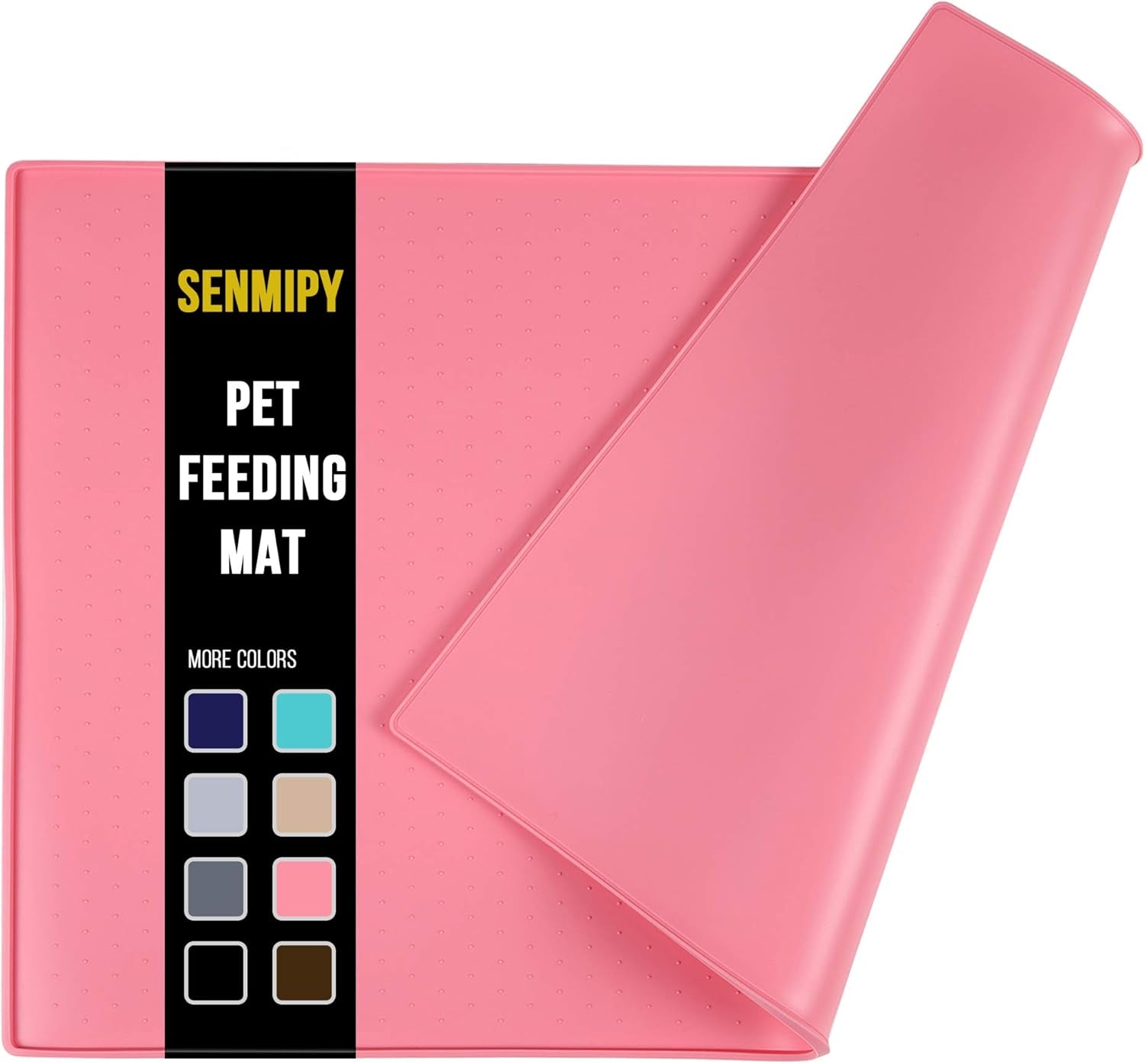 Silicone Dog Food Mat - Waterproof Dog Bowl Mats for Food and Water Bowls, Raised Edges Non-Slip Cat Food Mat, BPA Free Pet Mats for Dog Bowls (Large, Pink)
