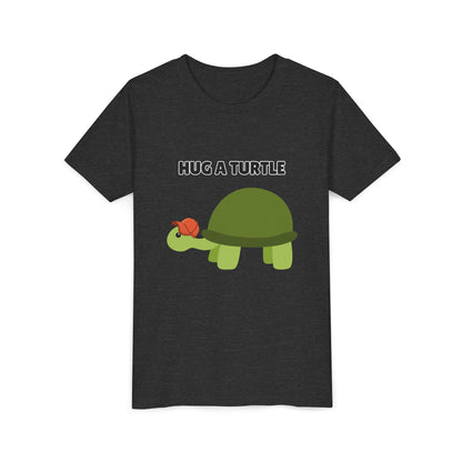 Hug a Turtle Youth Tee - Fun Nature Shirt, Children's Gift, Green Turtle Art, Ocean Conservation, Cute Animal Shirt