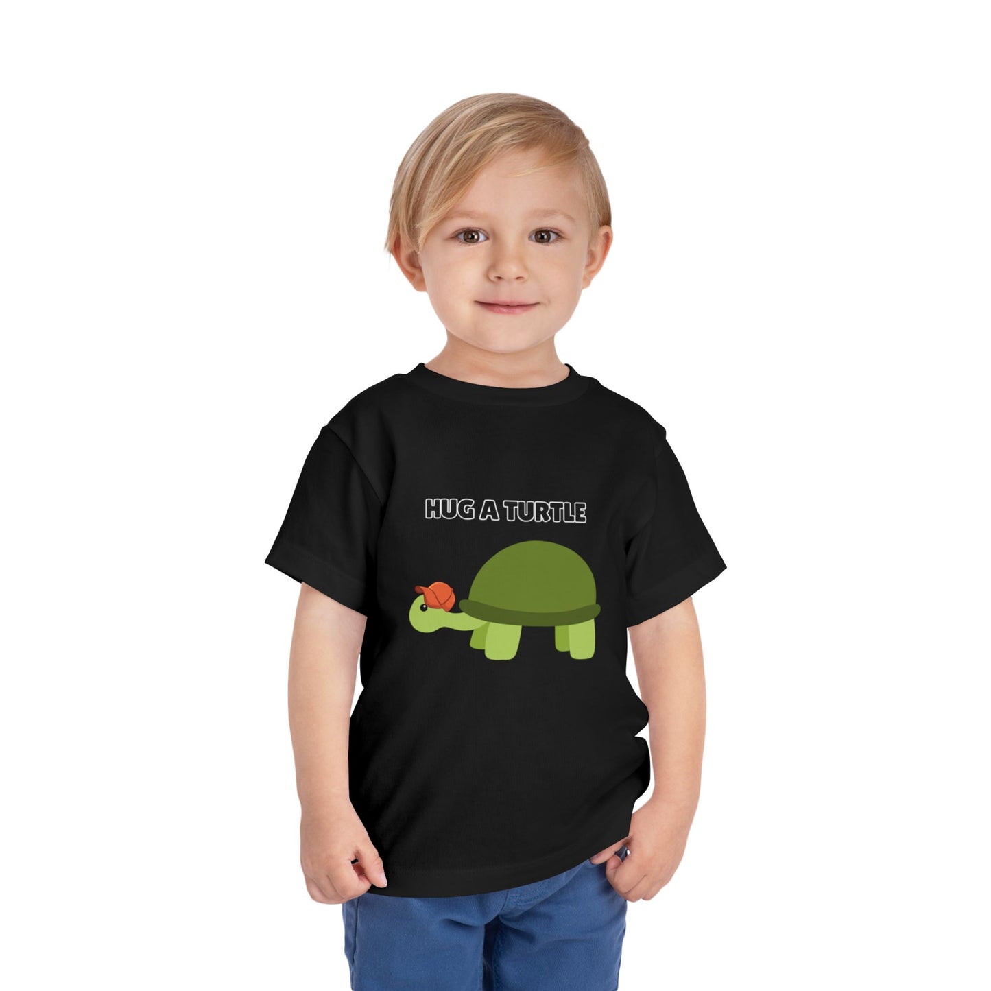 Toddler Sizes: Hug a Turtle Short Sleeve Tee - Hug a Turtle, Cute Kids Shirt, Funny Animal Tee, Eco-Friendly Gift, Summer Outfit