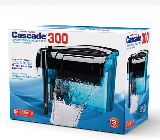 Cascade 300 Power Filter – Hang-On Filter with Quad Filtration – Great for Freshwater and Saltwater Setups