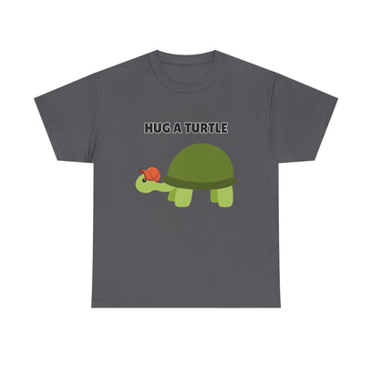 Adult Sizes: Hug a Turtle Unisex Tee | Cute Animal Shirt, Eco-Friendly Fashion, Turtle Lover Gift, Sustainable Apparel, Fun Graphic Tee