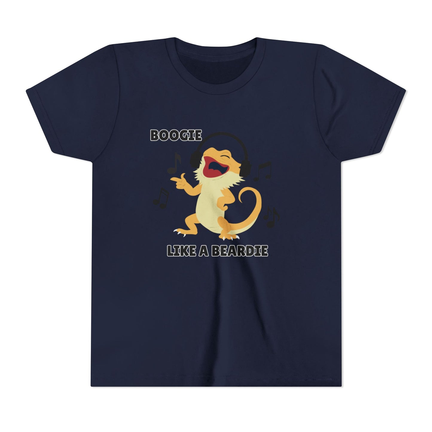 Boogie like a Beardie Bearded Dragon Youth Short Sleeve Tee with Fun Music Design, Kids Music Shirt, Casual Summer Top