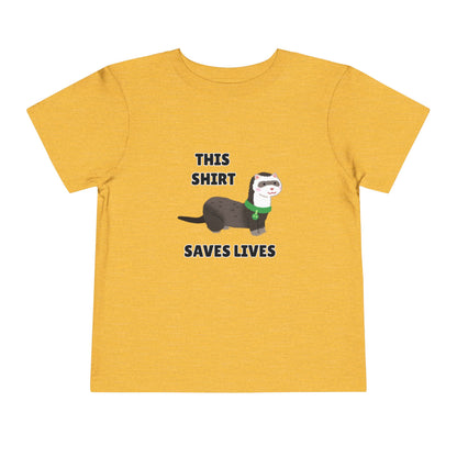Toddler Sizes: This shirt Saves Lives Tee with Fun Ferret Design - Cute Short Sleeve Shirt, Animal Rescue, Animal Adoption, Kids Apparel, Gift for Animal Lovers, Playtime Wear
