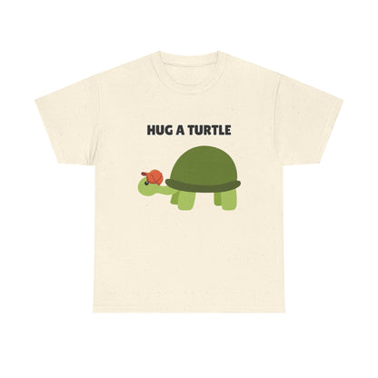 Adult Sizes: Hug a Turtle Unisex Tee | Cute Animal Shirt, Eco-Friendly Fashion, Turtle Lover Gift, Sustainable Apparel, Fun Graphic Tee