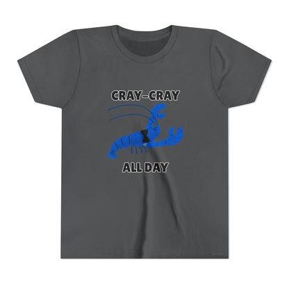 Crayfish Cray-Cray All Day Electric Mini Lobster Youth Tee, Fun Kids Shirt, Summer Outfit