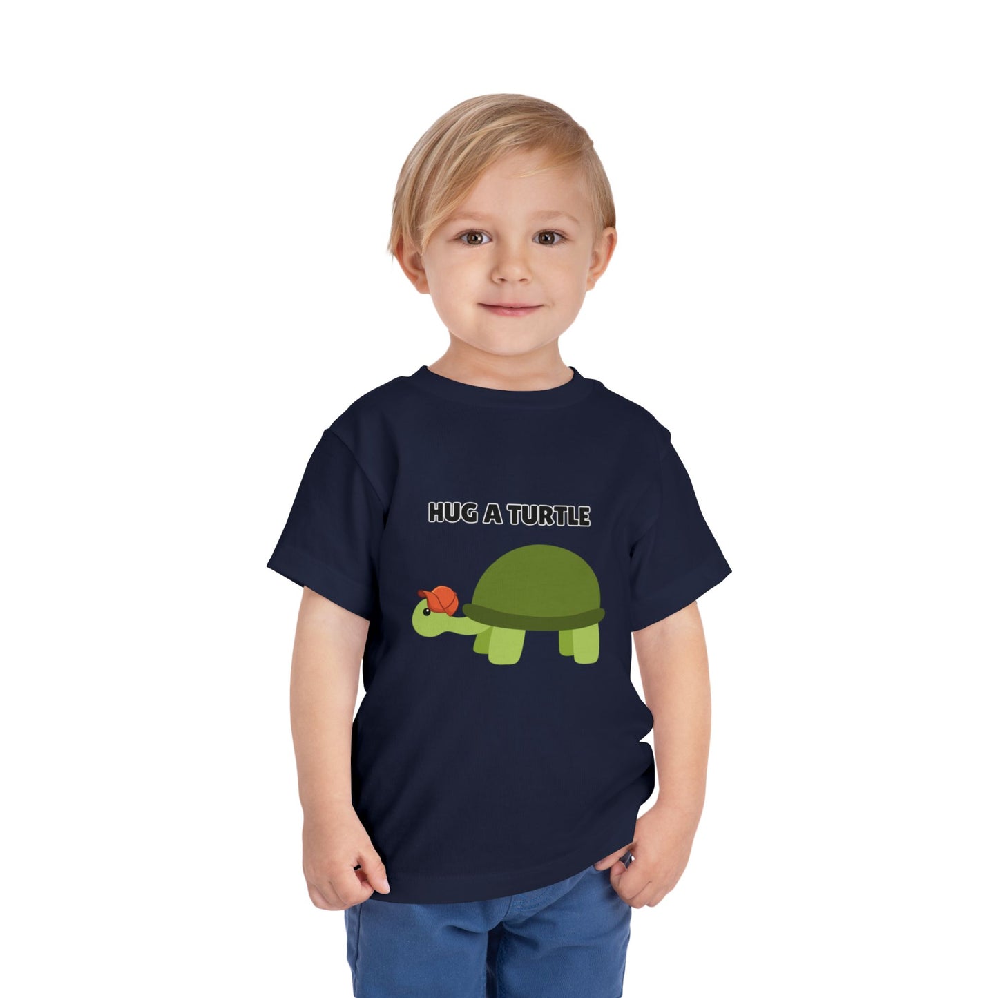Toddler Sizes: Hug a Turtle Short Sleeve Tee - Hug a Turtle, Cute Kids Shirt, Funny Animal Tee, Eco-Friendly Gift, Summer Outfit
