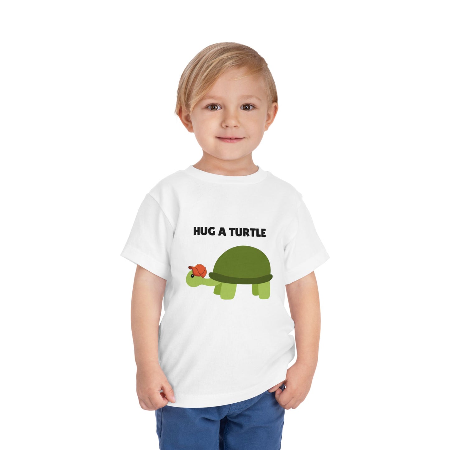 Toddler Sizes: Hug a Turtle Short Sleeve Tee - Hug a Turtle, Cute Kids Shirt, Funny Animal Tee, Eco-Friendly Gift, Summer Outfit