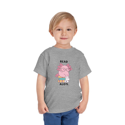 Toddler Sizes: Read Alotl Axolotl Cute Toddler Tee - "Read Alotl" Design, Kids' Short Sleeve T-Shirt, Gift for Book Lovers, Fun Reading Apparel, Toddler Gift Idea