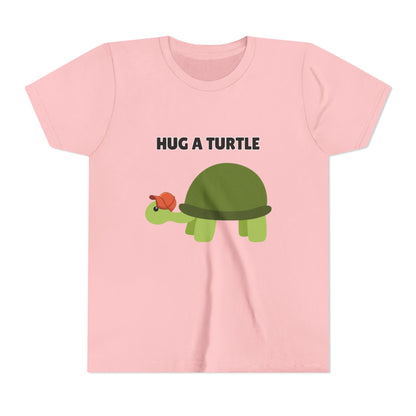 Hug a Turtle Youth Tee - Fun Nature Shirt, Children's Gift, Green Turtle Art, Ocean Conservation, Cute Animal Shirt