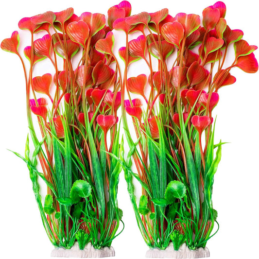 2 Pcs Aquarium Decorations Fish Tank Artificial Water Plants Made of Soft Plastic