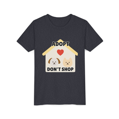 Adopt Don't Shop Youth Tee, Kid's Animal Love Shirt, Animal Rescue T-Shirt, Pet Adoption Awareness Tee, Gift for Dog and Cat Lovers
