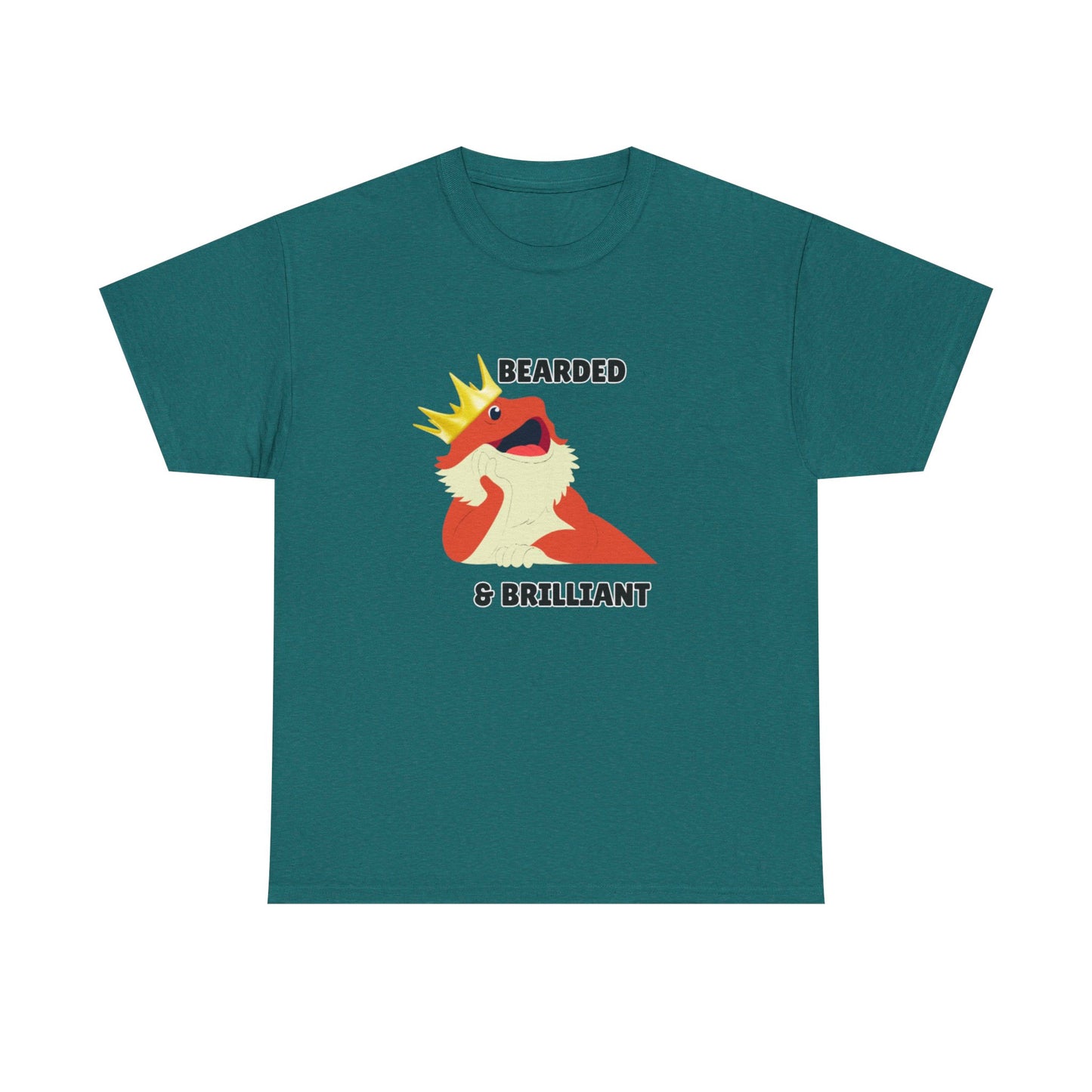 Adult Sizes: Bearded & Brilliant Bearded Dragon Crown Tee, Fun Graphic T-Shirt, Unique Gift for Geeks, Casual Wear, Birthday Present, Quirky Humor Shirt