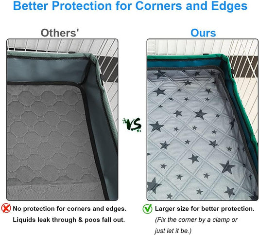 Guinea Pig Cage Liners, Absorbent Washable Reusable Guinea Pig Fleece Bedding for Midwest and C&C Cages with Leakproof Bottom. Starprint 1, for Midwest, 2 Pack