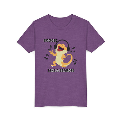 Boogie like a Beardie Bearded Dragon Youth Short Sleeve Tee with Fun Music Design, Kids Music Shirt, Casual Summer Top