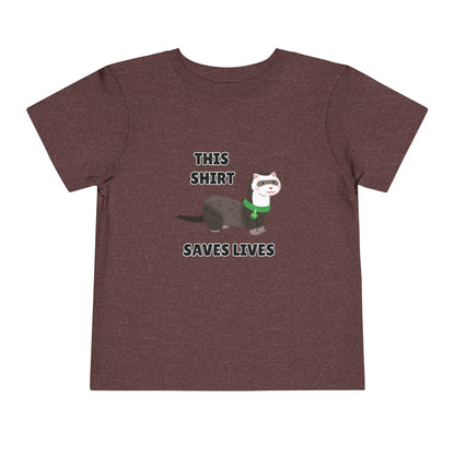 Toddler Sizes: This shirt Saves Lives Tee with Fun Ferret Design - Cute Short Sleeve Shirt, Animal Rescue, Animal Adoption, Kids Apparel, Gift for Animal Lovers, Playtime Wear