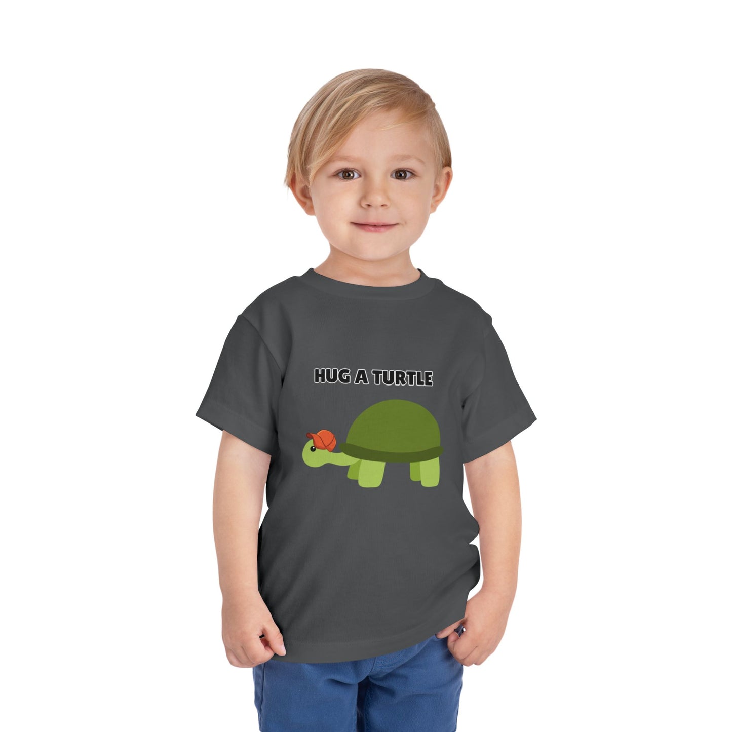 Toddler Sizes: Hug a Turtle Short Sleeve Tee - Hug a Turtle, Cute Kids Shirt, Funny Animal Tee, Eco-Friendly Gift, Summer Outfit