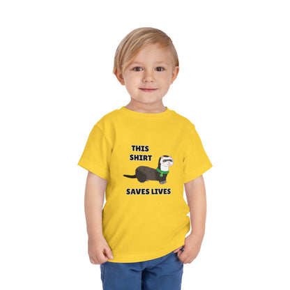 Toddler Sizes: This shirt Saves Lives Tee with Fun Ferret Design - Cute Short Sleeve Shirt, Animal Rescue, Animal Adoption, Kids Apparel, Gift for Animal Lovers, Playtime Wear