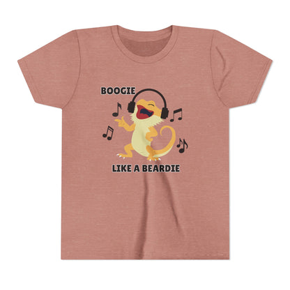 Boogie like a Beardie Bearded Dragon Youth Short Sleeve Tee with Fun Music Design, Kids Music Shirt, Casual Summer Top