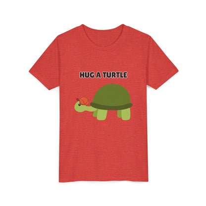 Hug a Turtle Youth Tee - Fun Nature Shirt, Children's Gift, Green Turtle Art, Ocean Conservation, Cute Animal Shirt