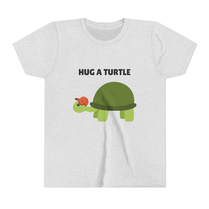 Hug a Turtle Youth Tee - Fun Nature Shirt, Children's Gift, Green Turtle Art, Ocean Conservation, Cute Animal Shirt