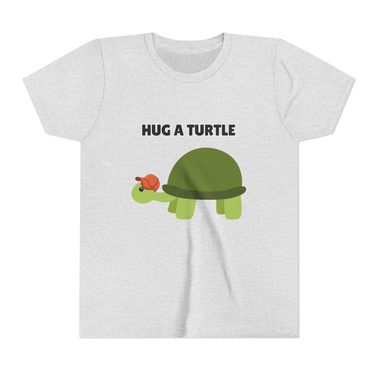 Hug a Turtle Youth Tee - Fun Nature Shirt, Children's Gift, Green Turtle Art, Ocean Conservation, Cute Animal Shirt