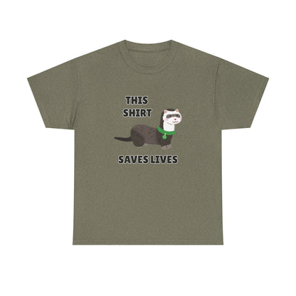 Adult Sizes: This Shirt Saves Lives Cute Animal Rescue Tee, Funny T-Shirt for Animal Lovers, Gift for Pet Adoption, Eco-Friendly Humor Shirt, Unique Casual Wear