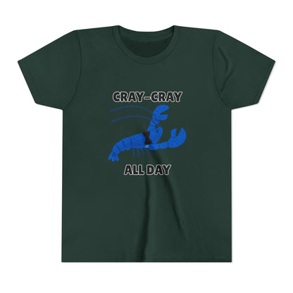 Crayfish Cray-Cray All Day Electric Mini Lobster Youth Tee, Fun Kids Shirt, Summer Outfit
