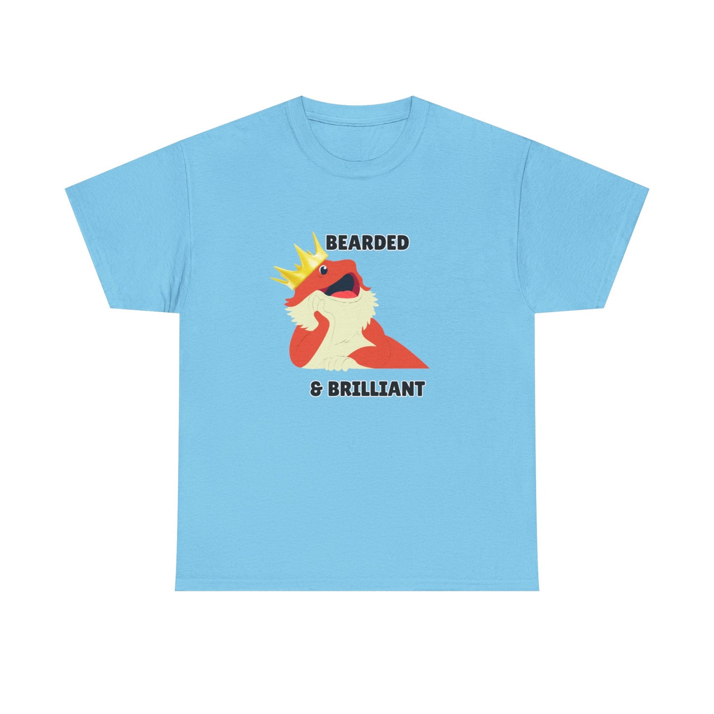 Adult Sizes: Bearded & Brilliant Bearded Dragon Crown Tee, Fun Graphic T-Shirt, Unique Gift for Geeks, Casual Wear, Birthday Present, Quirky Humor Shirt