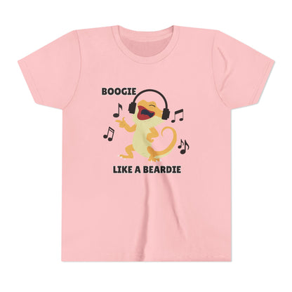 Boogie like a Beardie Bearded Dragon Youth Short Sleeve Tee with Fun Music Design, Kids Music Shirt, Casual Summer Top