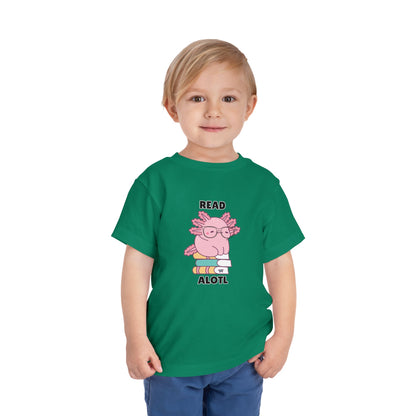 Toddler Sizes: Read Alotl Axolotl Cute Toddler Tee - "Read Alotl" Design, Kids' Short Sleeve T-Shirt, Gift for Book Lovers, Fun Reading Apparel, Toddler Gift Idea