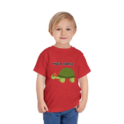 Toddler Sizes: Hug a Turtle Short Sleeve Tee - Hug a Turtle, Cute Kids Shirt, Funny Animal Tee, Eco-Friendly Gift, Summer Outfit