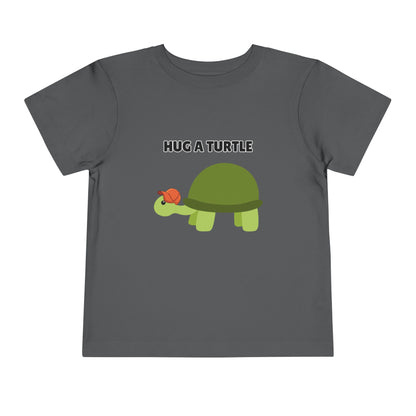 Toddler Sizes: Hug a Turtle Short Sleeve Tee - Hug a Turtle, Cute Kids Shirt, Funny Animal Tee, Eco-Friendly Gift, Summer Outfit