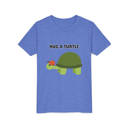 Hug a Turtle Youth Tee - Fun Nature Shirt, Children's Gift, Green Turtle Art, Ocean Conservation, Cute Animal Shirt