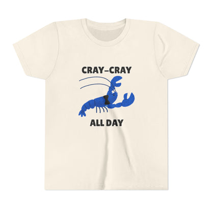 Crayfish Cray-Cray All Day Electric Mini Lobster Youth Tee, Fun Kids Shirt, Summer Outfit