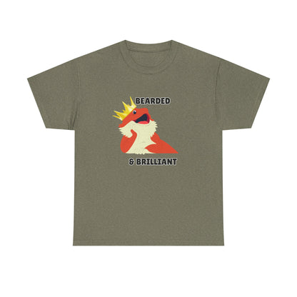 Adult Sizes: Bearded & Brilliant Bearded Dragon Crown Tee, Fun Graphic T-Shirt, Unique Gift for Geeks, Casual Wear, Birthday Present, Quirky Humor Shirt