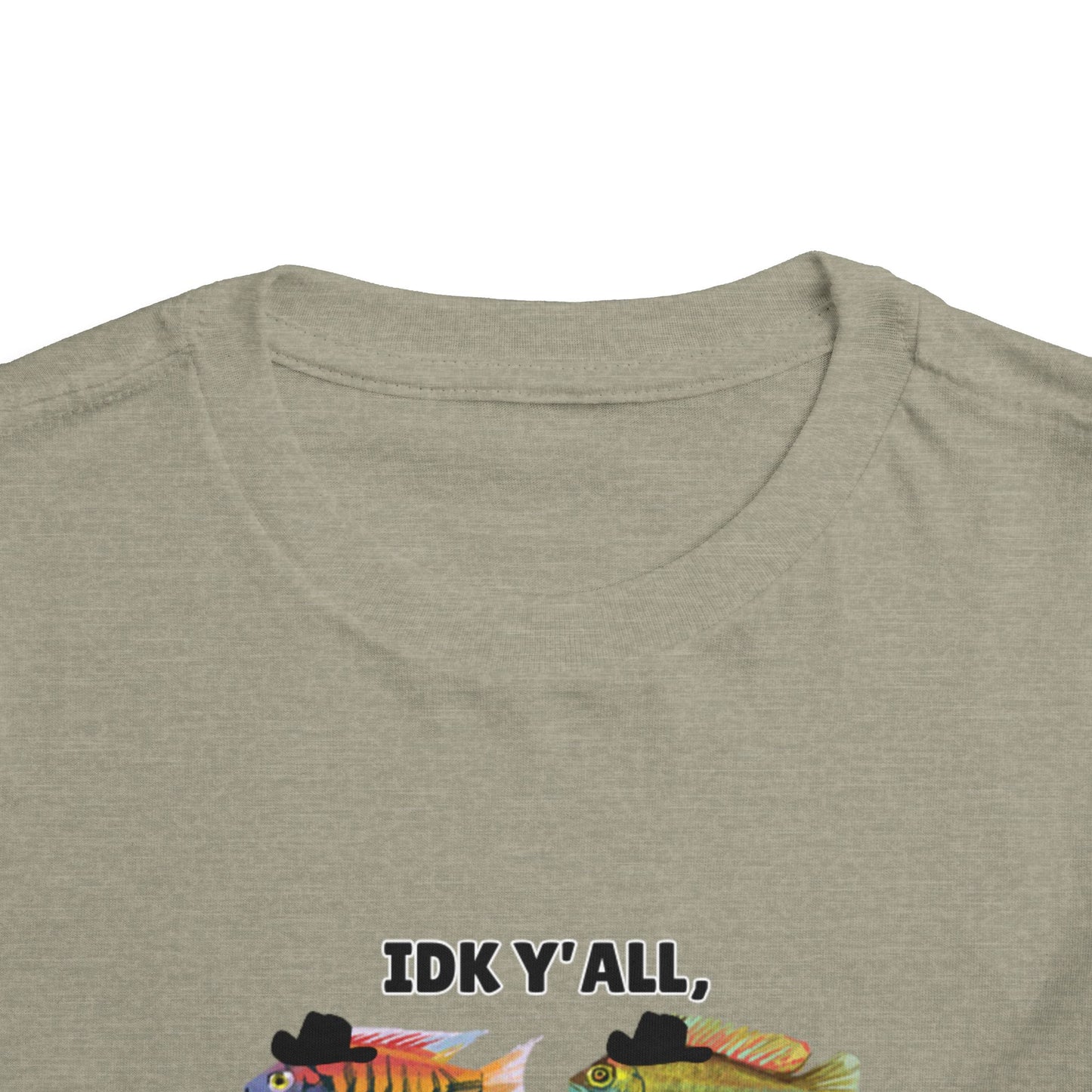 Toddler Sizes: IDK Y'all, Seems Fishy, Fish & Fishing Cowboy Hat Shirt, Short Sleeve Tee - 'IDK Y'all, Seems Fishy' Fun T-Shirt, Cute Kids Apparel, Summer Essentials