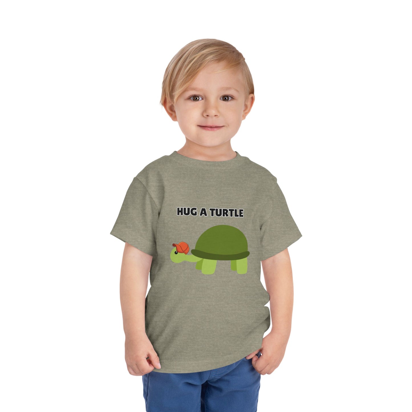 Toddler Sizes: Hug a Turtle Short Sleeve Tee - Hug a Turtle, Cute Kids Shirt, Funny Animal Tee, Eco-Friendly Gift, Summer Outfit