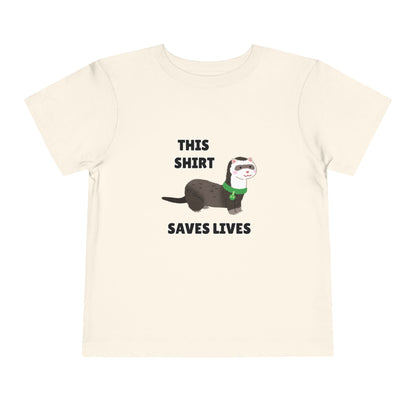 Toddler Sizes: This shirt Saves Lives Tee with Fun Ferret Design - Cute Short Sleeve Shirt, Animal Rescue, Animal Adoption, Kids Apparel, Gift for Animal Lovers, Playtime Wear